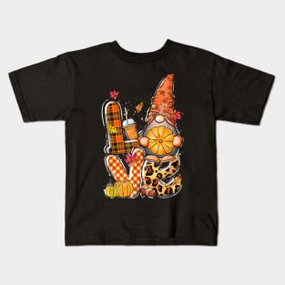 Gnome Autumn Love Pumpkin - Fall Funny Thanksgiving Kids T-Shirt